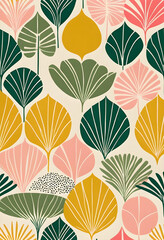 Tropical Foliage Pattern in Pastel Colors