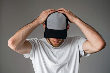 Naklejka premium Casual Fashion: Black Cap and White Shirt