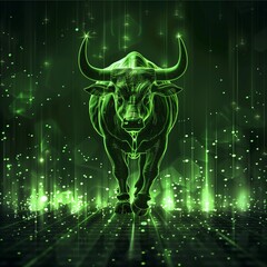 A green stock market bull run. Bullish financial and crypto market. Symbol of uptrend