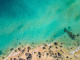 Aerial views of Butihondo and Jandia beach, Fuerteventura, Canary Islands