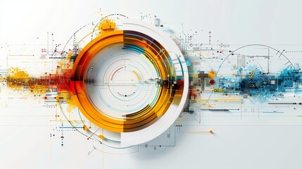 Obraz premium Innovative Big Data Technology and Cyber Security Concept with Paper Art Elements and Abstract Digital Design