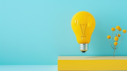 A minimalist composition featuring a yellow symbol representing ideas, placed on a clean, uncluttered surface with plenty of copy space. Ideal for conveying concepts related to creativity.