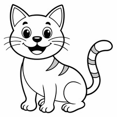 engaging line art illustration of a friendly cat vector SVG