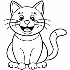 engaging line art illustration of a friendly cat vector SVG