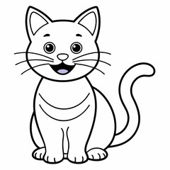 engaging line art illustration of a friendly cat vector SVG