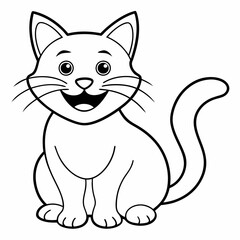engaging line art illustration of a friendly cat vector SVG