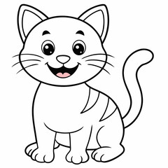 engaging line art illustration of a friendly cat vector SVG