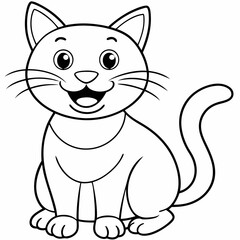 engaging line art illustration of a friendly cat vector SVG