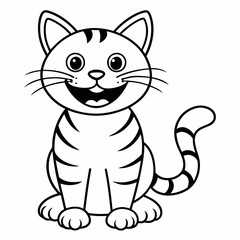 engaging line art illustration of a friendly cat vector SVG