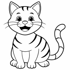 engaging line art illustration of a friendly cat vector SVG