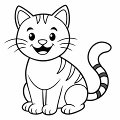 engaging line art illustration of a friendly cat vector SVG