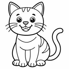 engaging line art illustration of a friendly cat vector SVG
