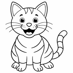 engaging line art illustration of a friendly cat vector SVG
