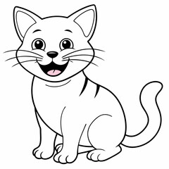 engaging line art illustration of a friendly cat vector SVG
