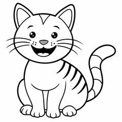 engaging line art illustration of a friendly cat vector SVG