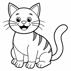 engaging line art illustration of a friendly cat vector SVG