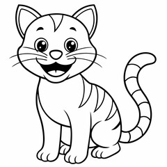 engaging line art illustration of a friendly cat vector SVG