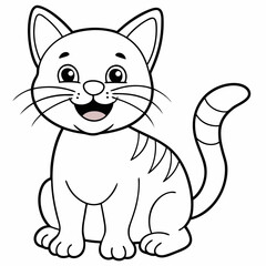 engaging line art illustration of a friendly cat vector SVG