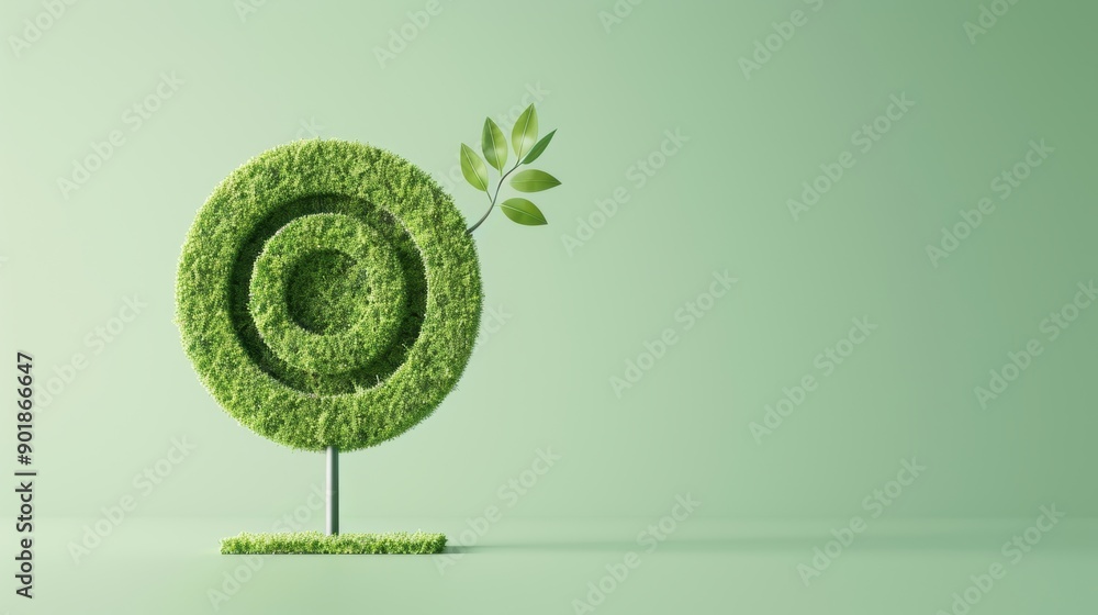 Poster a minimalist composition featuring a green target symbol on a plain background, with plenty of copy 