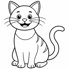 engaging line art illustration of a friendly cat vector SVG