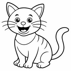 engaging line art illustration of a friendly cat vector SVG