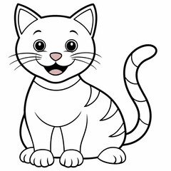 engaging line art illustration of a friendly cat vector SVG