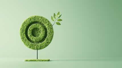 A minimalist composition featuring a green target symbol on a plain background, with plenty of copy space for adding text or graphics. The image conveys a sense of focus and precision.
