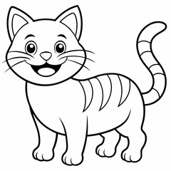 engaging line art illustration of a friendly cat