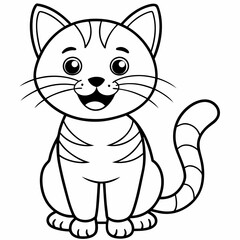 engaging line art illustration of a friendly cat vector SVG