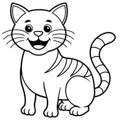 engaging line art illustration of a friendly cat
