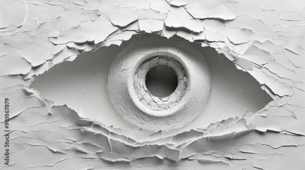 Wall mural big data technology and cyber security concept with intricate paper art design