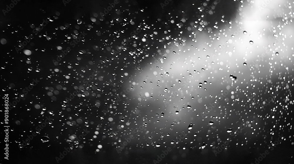 Aufkleber a monochrome image depicts raindrops on a windowpane while a streetlamp is visible in the background