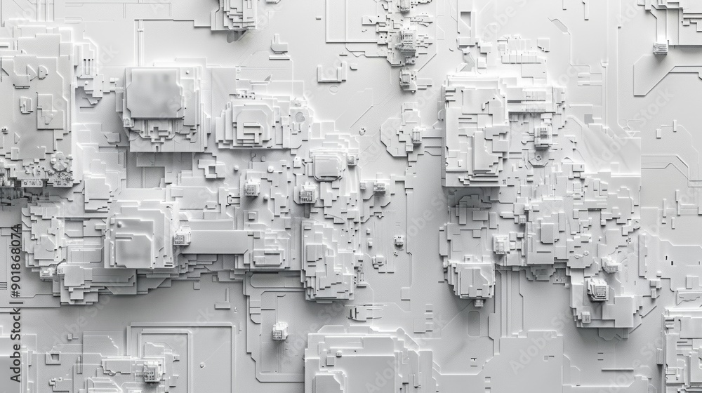 Wall mural intricate paper art depicting big data technology and cyber security concepts in a modern abstract d