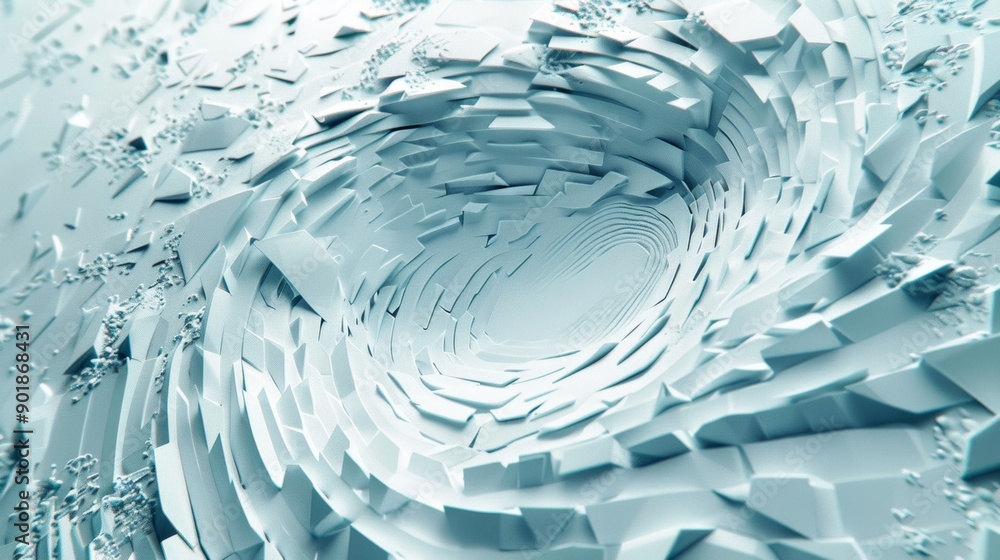 Wall mural abstract big data technology and cyber security concept with intricate paper art design