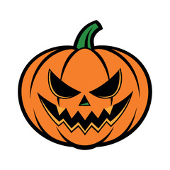 Vector Halloween pumpkin Clipart illustration On a White Background