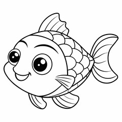 cute cartoon fish vector art illustration