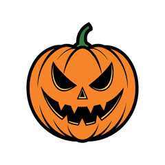 Vector Halloween pumpkin Clipart illustration On a White Background