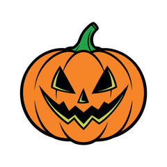 Vector Halloween pumpkin Clipart illustration On a White Background