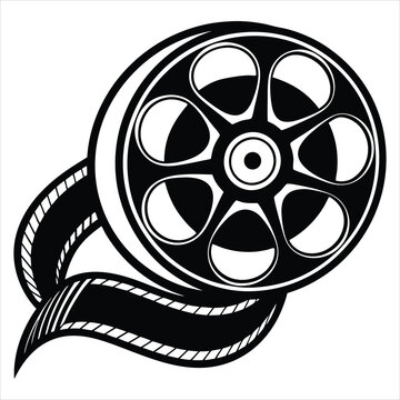 recommend clip art: Film reel silhouette silhouette vector illustration. Film Reel Icon, Cinema Movie Reel Icon Vector Art Illustration