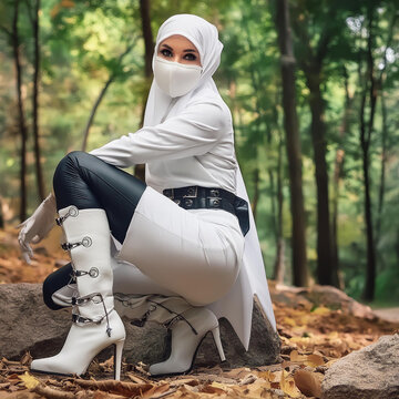 Leather Lady Ninja in White