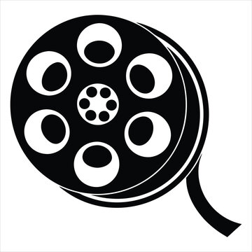 recommend clip art: Film reel silhouette silhouette vector illustration. Film Reel Icon, Cinema Movie Reel Icon Vector Art Illustration