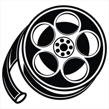 recommend clip art: Film reel silhouette silhouette vector illustration. Film Reel Icon, Cinema Movie Reel Icon Vector Art Illustration