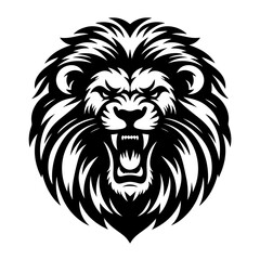 lion head angry roaring logo vector silhouette, shows power and strenght