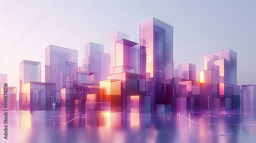 Poster a row of towering structures hugging the shoreline, framed by azure heavens above