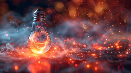 Creative light bulb emitting colorful sparks and digital elements, representing innovative marketing strategy planning and bright ideas