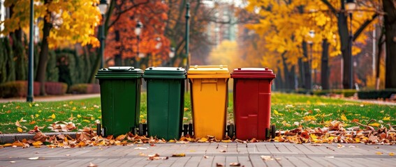 Autumn Leaves and Recycling Bins