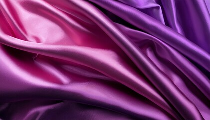 Obraz premium Beautiful purple pink silk satin background Soft folds on shiny fabric Luxury background with copy space for design Web banner Valentines day birthday Table top view flat lay