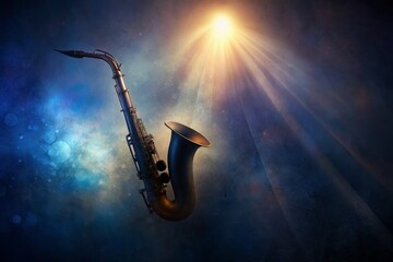 Naklejka premium Melodic jazz night with a solo saxophone bathed in colorful lights