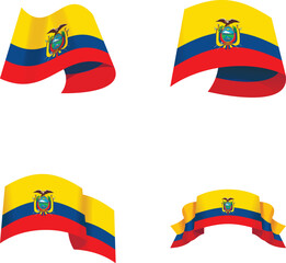 Obraz premium Ecuador symbol icons set cartoon vector. Ecuador official flag. South america country