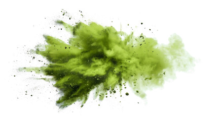 Dry Soil explosion with dirt and cloud smoke. Isolated on white background. Dirty ground abstract spread with flying particles